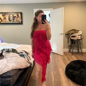 Elegant Pink Strapless Dress